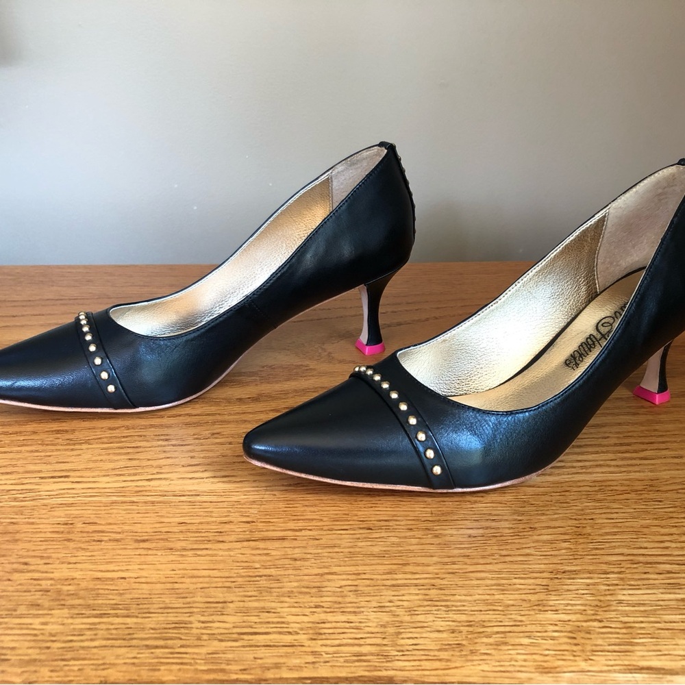 Black and Pink Stiletto Heels with Studded Detailing